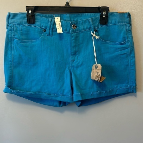 Madewell Pants - - "NWT" MADEWELL  Denim Frayed Raw Hem Cuffed ‎ Bright Blue Shorts Size 31